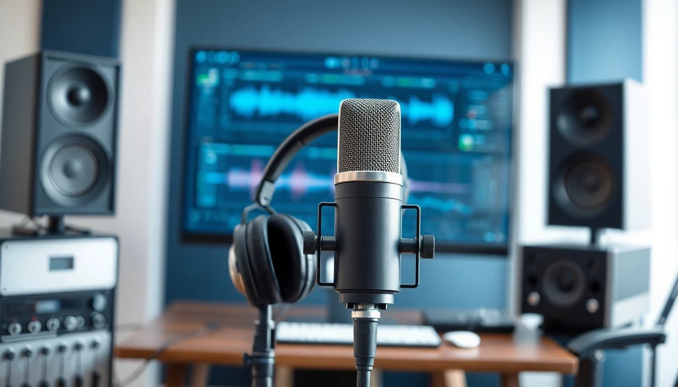 Generate professional-quality AI Voice recordings in a modern studio environment.