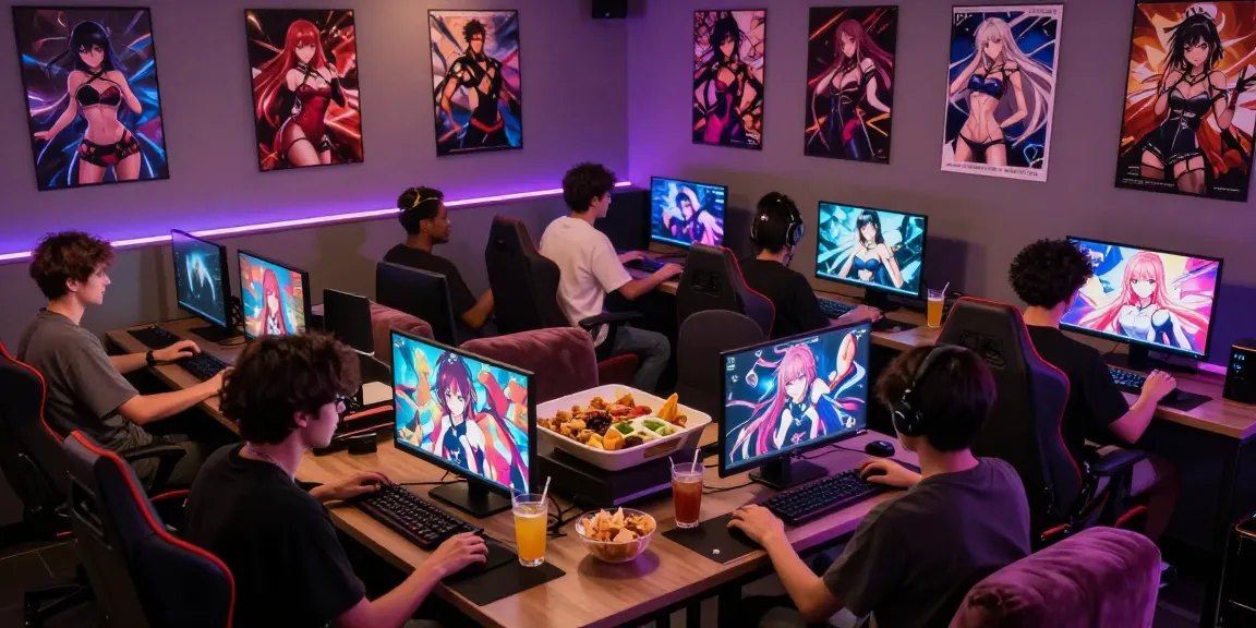 Players enjoying immersive hentai games in a vibrant gaming lounge atmosphere.