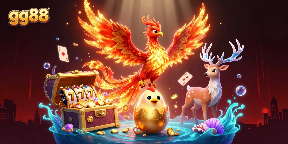 Engage in thrilling gameplay with gg88's captivating slots featuring phoenixes and vibrant treasures.