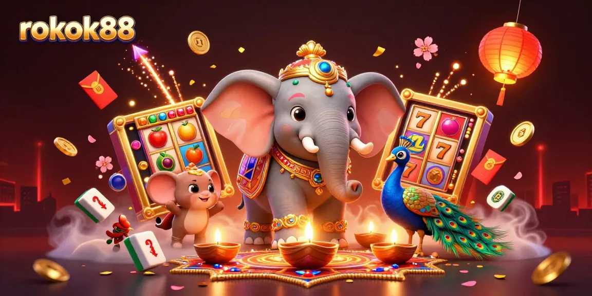 Engage with rokok88's thrilling slot gaming experience featuring vibrant characters and dynamic elements.