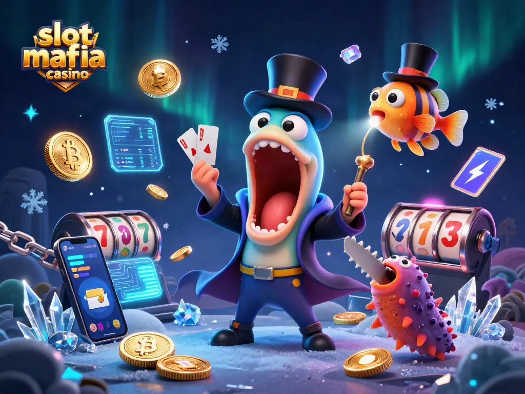 Experience the thrill of slot mafia casino with magical underwater characters in a vibrant 3D illustration.