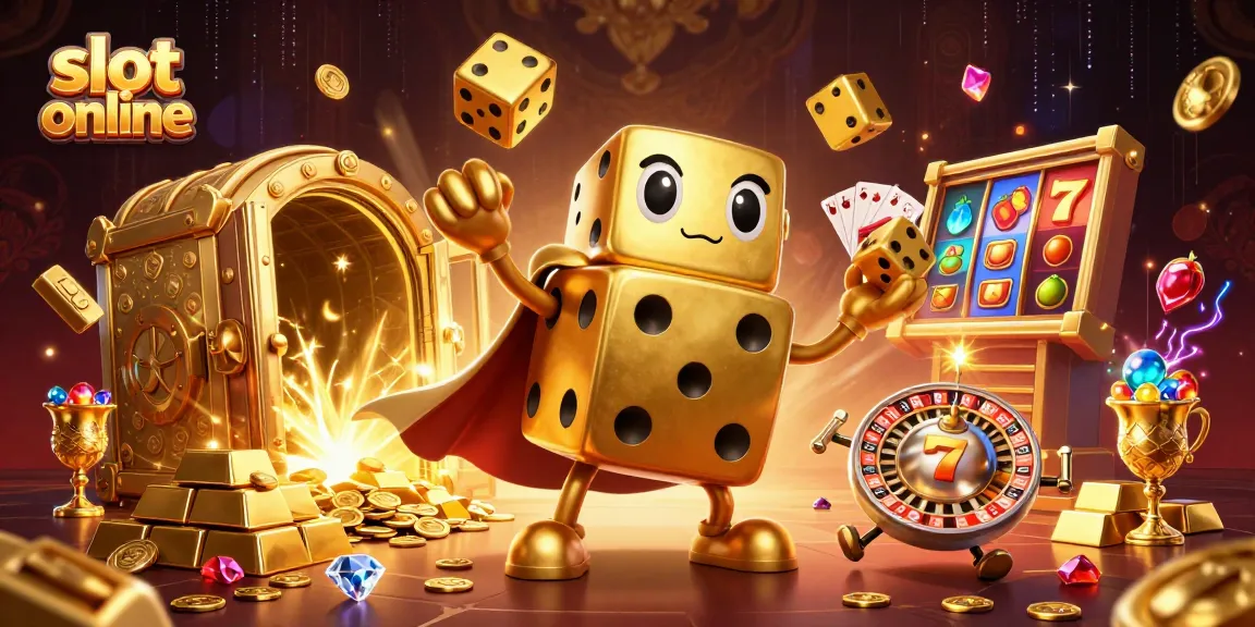 Spin and win big on slot online with golden dice characters and sparkling casino treasures.