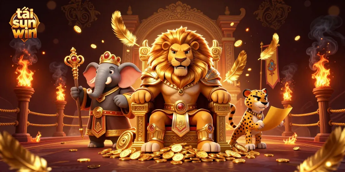 Experience thrilling wins at tải sun win with a lively 3D casino illustration featuring a fierce lion king.