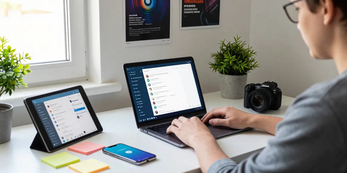 Experience the benefits of Telegram Download in a modern home office setup designed for productivity.