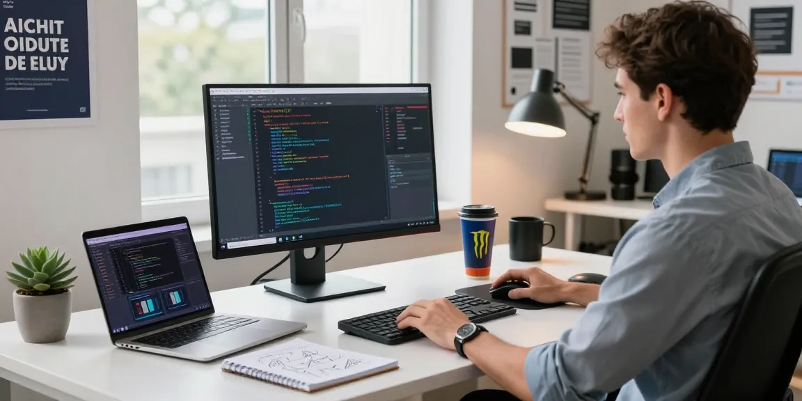 WPS Download on a modern developer's workspace with code and tech gadgets.
