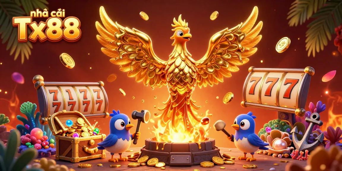 Experience the winning moments at nhà cái Tx88 with breathtaking golden phoenix and lively game elements.