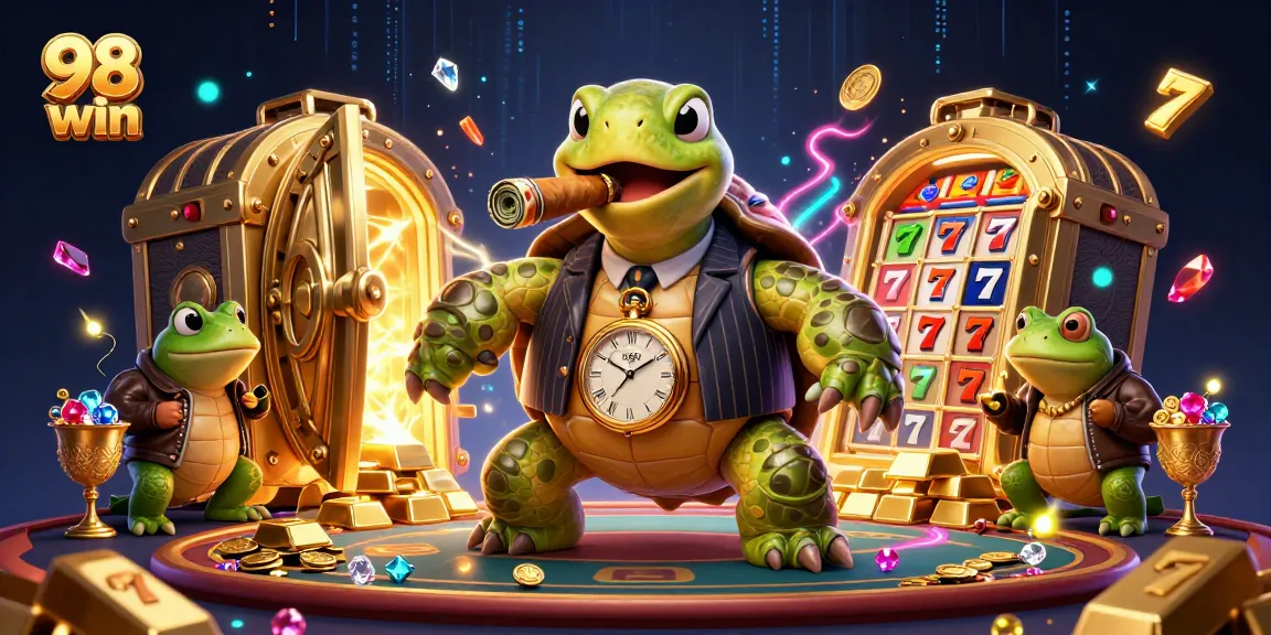 Play thrilling casino games like slots at 98 win with vibrant energy and colorful characters.