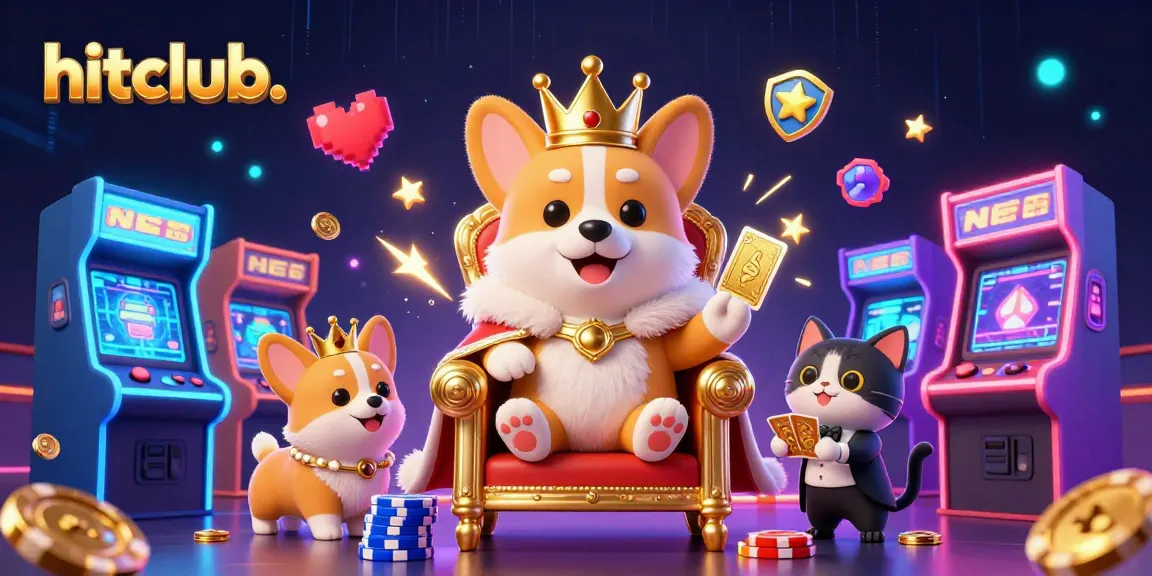 Engage with hitclub. as the royal corgi reigns over a vibrant casino scene filled with gaming excitement.