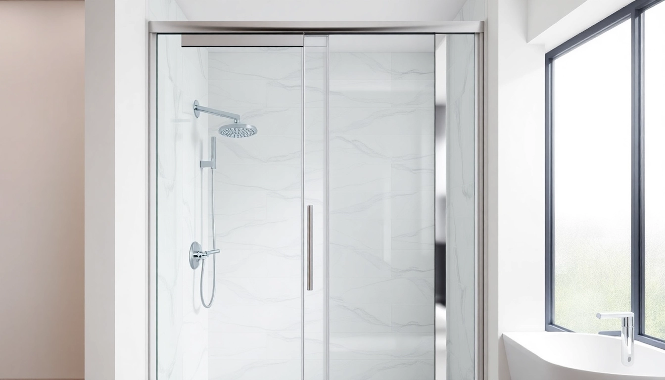 Showcase a stylish shower screen sliding door enhancing a modern bathroom decor.