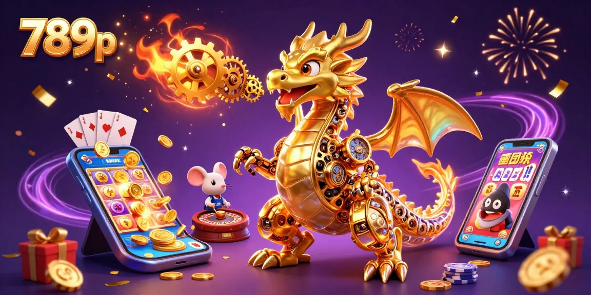 Experience thrilling game action with 789p's colorful slot games and a captivating golden dragon design.