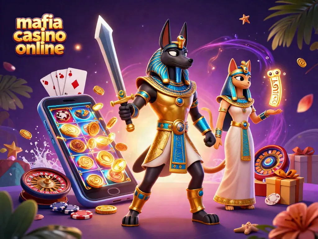 Experience the thrills of mafia casino online with vibrant game elements and characters in action.
