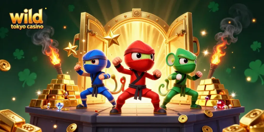 Experience the thrill at wild tokyo casino with vibrant ninja chameleons and golden treasures.