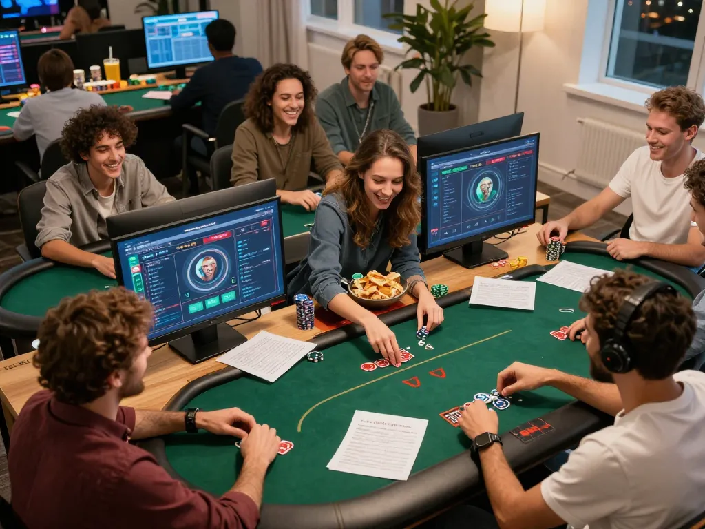 Engaging online poker game session at https://nk88net.com/ with friends, showcasing strategic interaction.