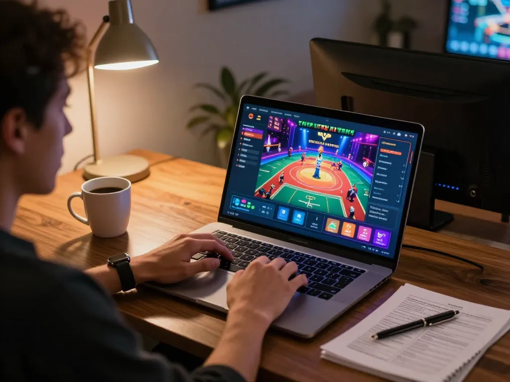 Engaging online gaming session with 8live casino displayed on laptop screen, capturing relaxed gambling atmosphere.